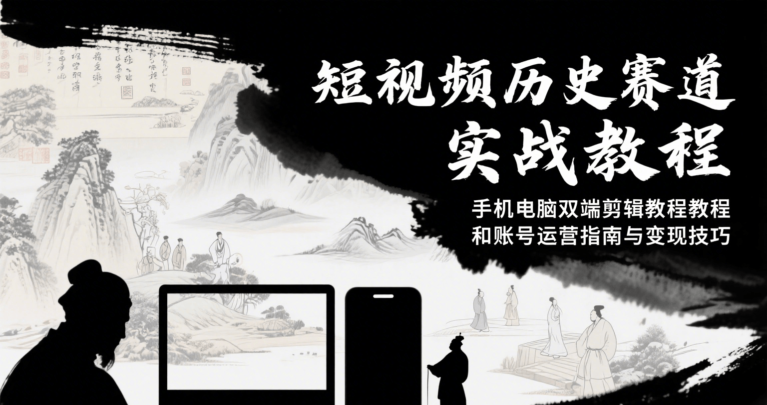 短视频历史赛道实战教程，手机电脑双端剪辑教程和账号运营指南与变现技巧-智库云网创