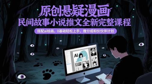 原创悬疑漫画民间故事小说推文全新完整课程， 搭配ai绘画，0基础轻松上手，撸分成和伙伴计划-智库云网创