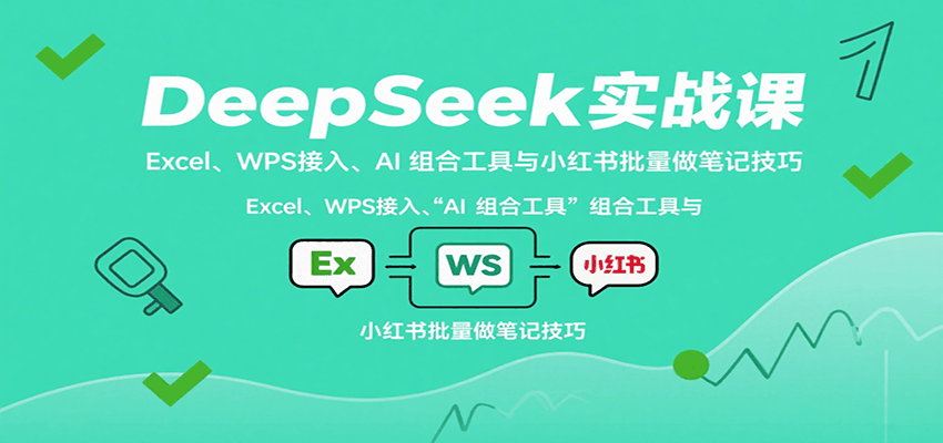 DeepSeek实战课：Excel、WPS接入、AI 组合工具与小红书批量做笔记技巧-智库云网创