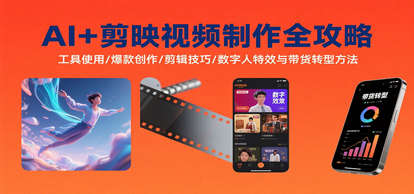 AI+剪映视频制作全攻略：工具使用/爆款创作/剪辑技巧/数字人特效与带货转型方法-智库云网创