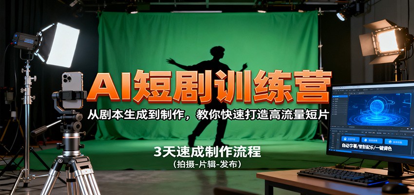 AI短剧训练营，从剧本生成到制作，教你快速打造高流量短片-智库云网创