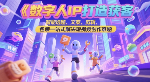 数字人IP打造获客变现实操课，智能选题、文案、剪辑、包装一站式解决短视频创作难题-智库云网创