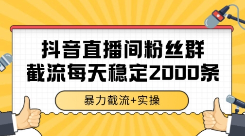 抖音直播间粉丝群暴力截流，一台电脑每天稳定2000条数据【揭秘】-智库云网创