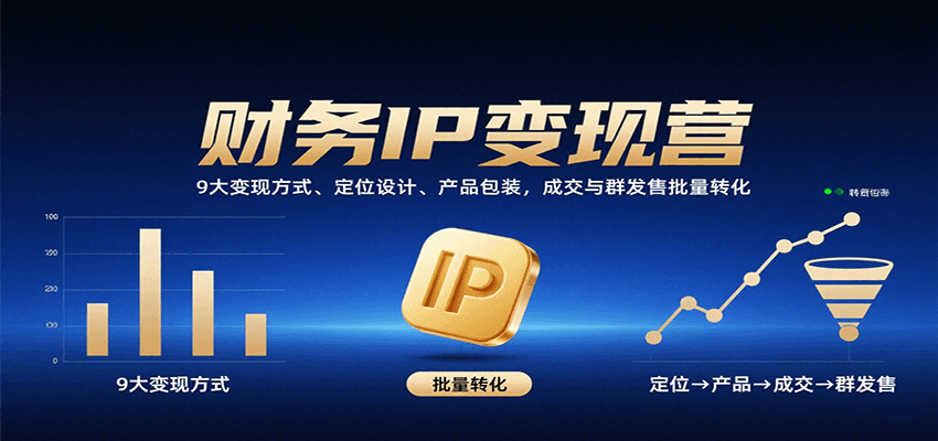 财务IP变现营：9大变现方式、定位设计、产品包装，成交与群发售批量转化-智库云网创