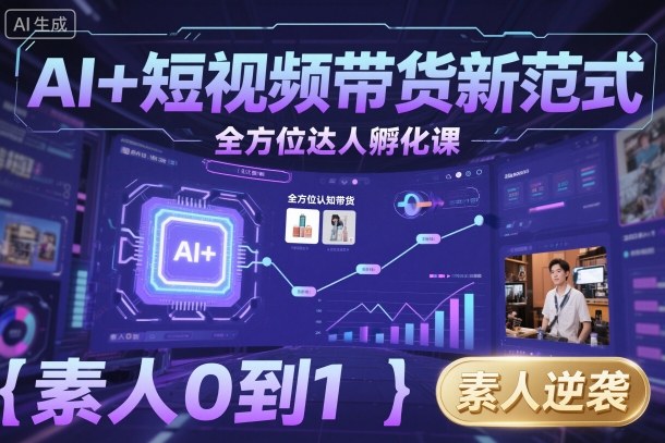 AI+短视频带货新范式全方位达人孵化课，素人也可以从0到1，全方位认知短视频带货-智库云网创