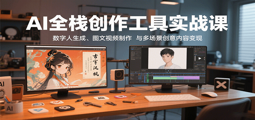 AI全栈创作工具实战课：数字人生成、图文视频制作与多场景创意内容变现-智库云网创