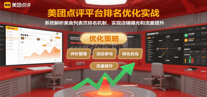 美团点评平台排名优化实战，系统解析美食列表页排名机制，实现店铺曝光和流量提升-智库云网创