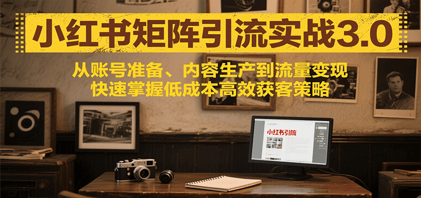 小红书矩阵引流3.0，从账号准备、内容生产到流量变现，快速掌握低成本高效获客策略-智库云网创