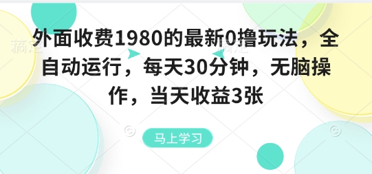外面收费1980的最新0撸玩法，全自动挂G，每天30分钟，无脑操作，当天收益3张【揭秘】-智库云网创