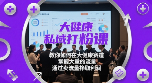 大健康私域打粉课，​教你如何在大健康赛道，掌握大量的流量，通过卖流量挣取利润-智库云网创