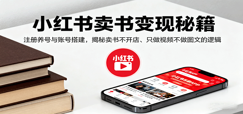 小红书卖书变现秘籍，注册养号与账号搭建，揭秘卖书不开店、只做视频不做图文的逻辑-智库云网创