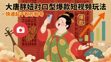 大唐胖妞对口型爆款短视频玩法，快速起千粉万粉号-智库云网创