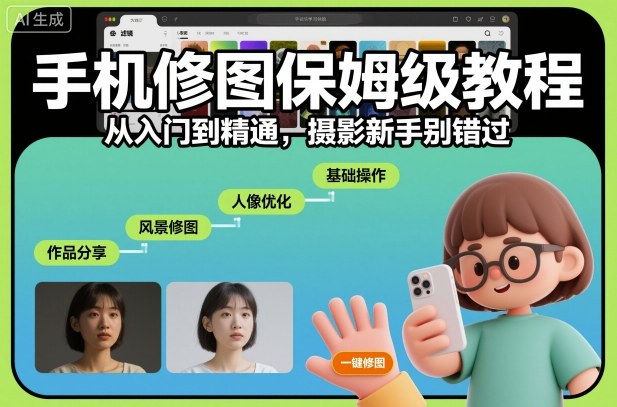 手机修图保姆级教程，从入门到精通，摄影新手别错过-智库云网创