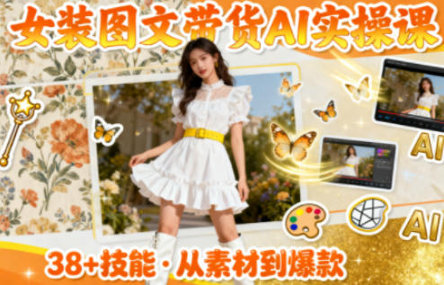 女装图文带货的AI实操课，覆盖38个实用技能，快速提升素材制作效率-智库云网创