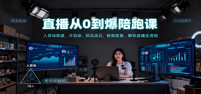直播从0到爆陪跑课：人货场搭建，冷启动，排品选品，数据复盘，解锁直播全流程-智库云网创