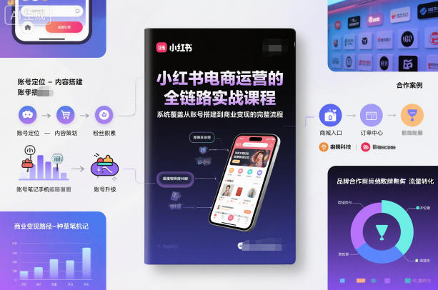 小红书电商运营的全链路实战课程，系统覆盖从账号搭建到商业变现的完整流程-智库云网创