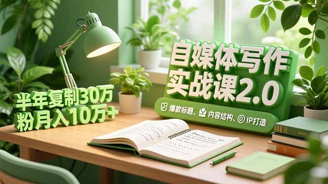自媒体写作实战课2.0，爆款标题、内容结构、IP打造，半年复制30万粉月入10万+-智库云网创
