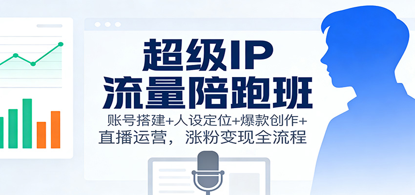 超级IP流量陪跑班：账号搭建+人设定位+爆款创作+直播运营，涨粉变现全流程-智库云网创