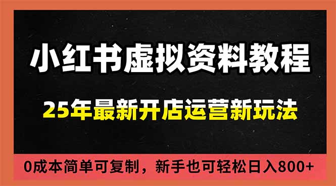 小红书虚拟资料项目：最新搜索流变现玩法，0成本简单可复制，一人多店打法，新手日入800+-智库云网创