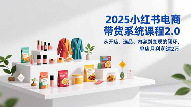 2025小红书电商带货系统课程2.0，从开店、选品、内容到变现的闭环，单店月利润达2万-智库云网创