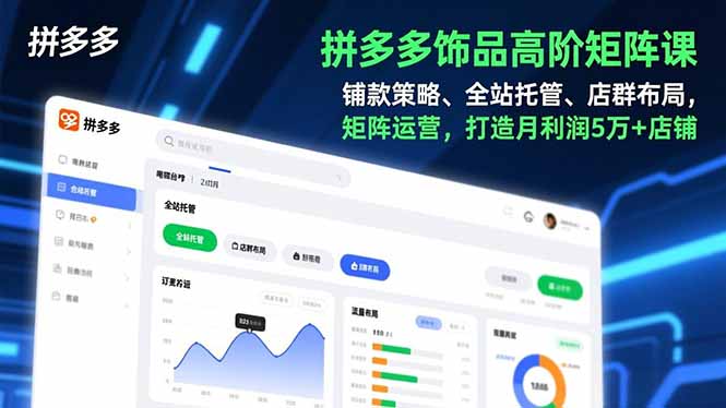 拼多多饰品高阶矩阵课，铺款策略、全站托管、店群布局，矩阵运营，打造月利润5万+店铺-智库云网创