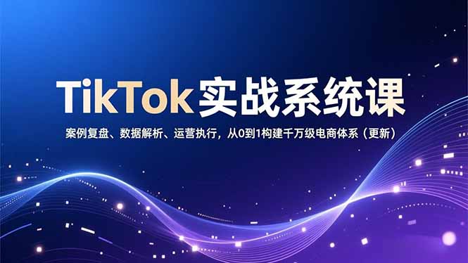 TikTok实战系统课，案例复盘、数据解析、运营执行，从0到1构建千万级电商体系(更新-智库云网创