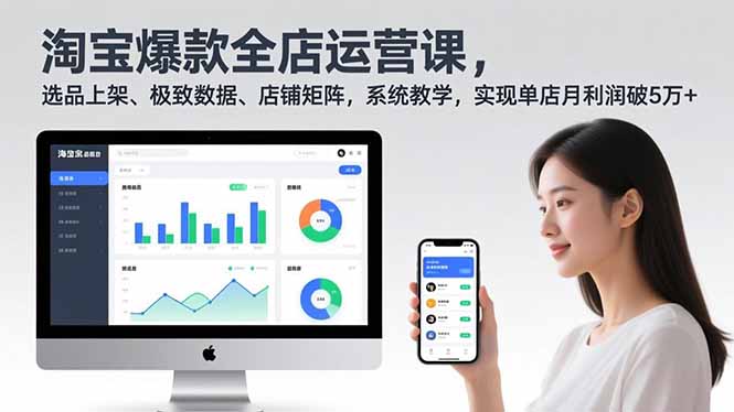 淘宝爆款全店运营课2.0，选品上架、极致数据、店铺矩阵，系统教学，实现单店月利润破5万+-智库云网创