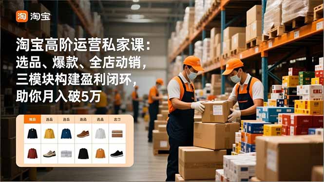 淘宝高阶运营私家课：选品、爆款、全店动销，三模块构建盈利闭环，助你月入破5万(更新12月-智库云网创