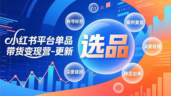 小红书平台单品带货变现营-更新,极致选品、账号标签、案例复盘,深度链接,快速启动稳定出单-智库云网创