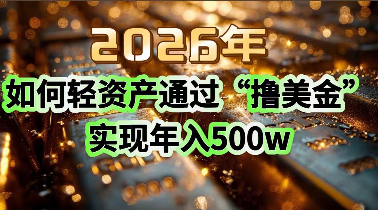 2026年如何轻资产通过“撸美金”实现年入500w-智库云网创
