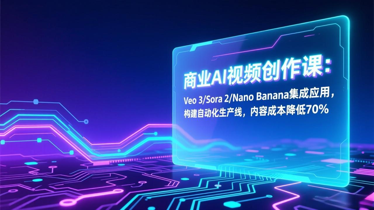 商业AI视频创作课：Veo 3/Sora 2/Nano Banana集成应用，构建自动化生产线，内容成本降低70%-智库云网创