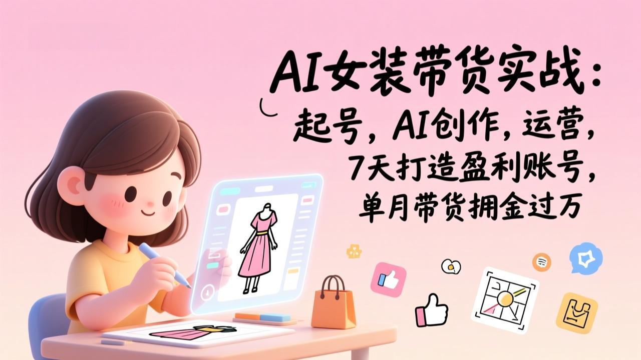 AI女装带货实战：起号，AI创作，运营，7天打造盈利账号，单月带货佣金过万-智库云网创