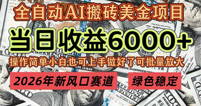 2026年新风口赛道，当日6000+以上，可批量放大，月收入20万+，长期绿色稳定的项目-智库云网创