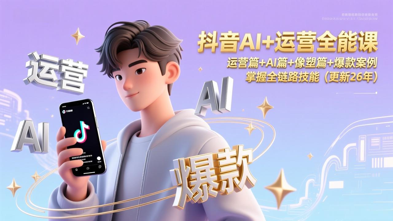 抖音AI+运营全能课，运营篇+AI篇+像塑篇+爆款案例，掌握全链路技能(更新26年-智库云网创
