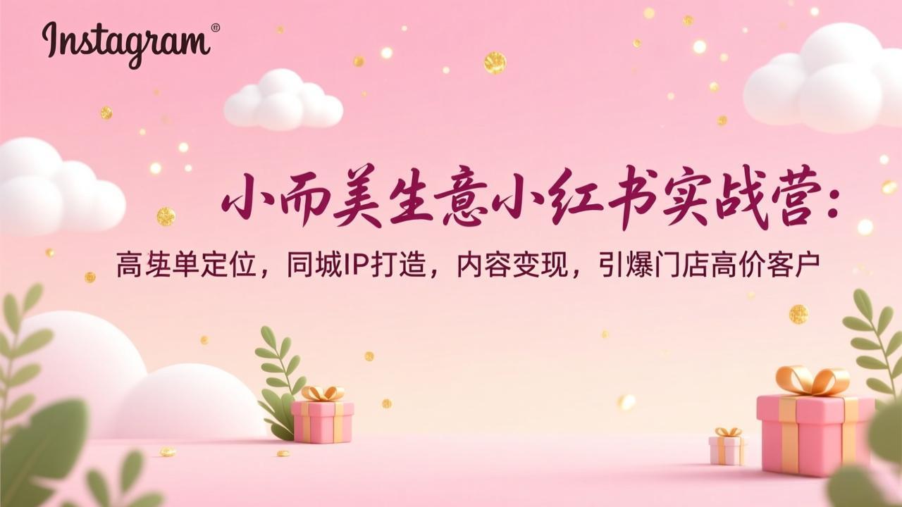 小而美生意小红书实战营：高客单定位，同城IP打造，内容变现，引爆门店高价客户-智库云网创