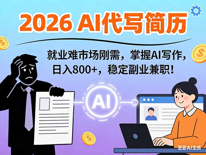 AI代写简历，超暴利，用万能模板月入1-3万实战教程，2026年市场刚需！-智库云网创