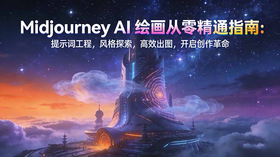 Midjourney AI绘画从零精通指南：提示词工程，风格探索，高效出图，开启创作革命-智库云网创
