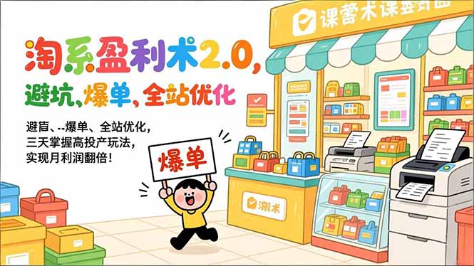 淘系盈利术2.0，避坑、爆单、全站优化，三天掌握高投产玩法，实现月利润翻倍！-智库云网创