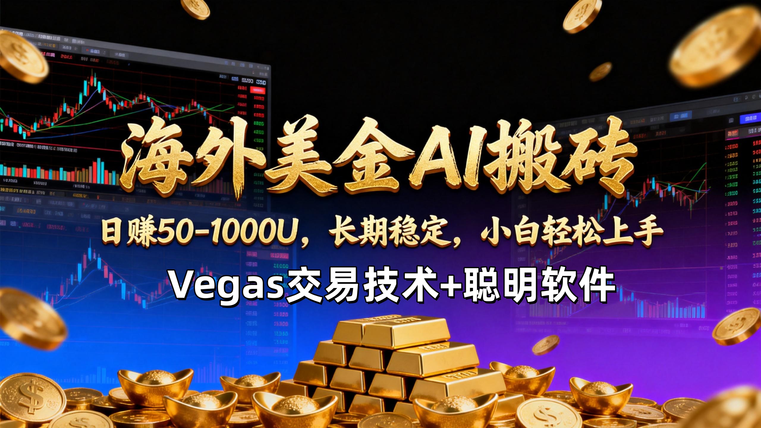 【海外美金AI搬砖】Vegas交易技术+聪明软件，日赚50-1000U，长期稳定，小白轻松上手。-智库云网创