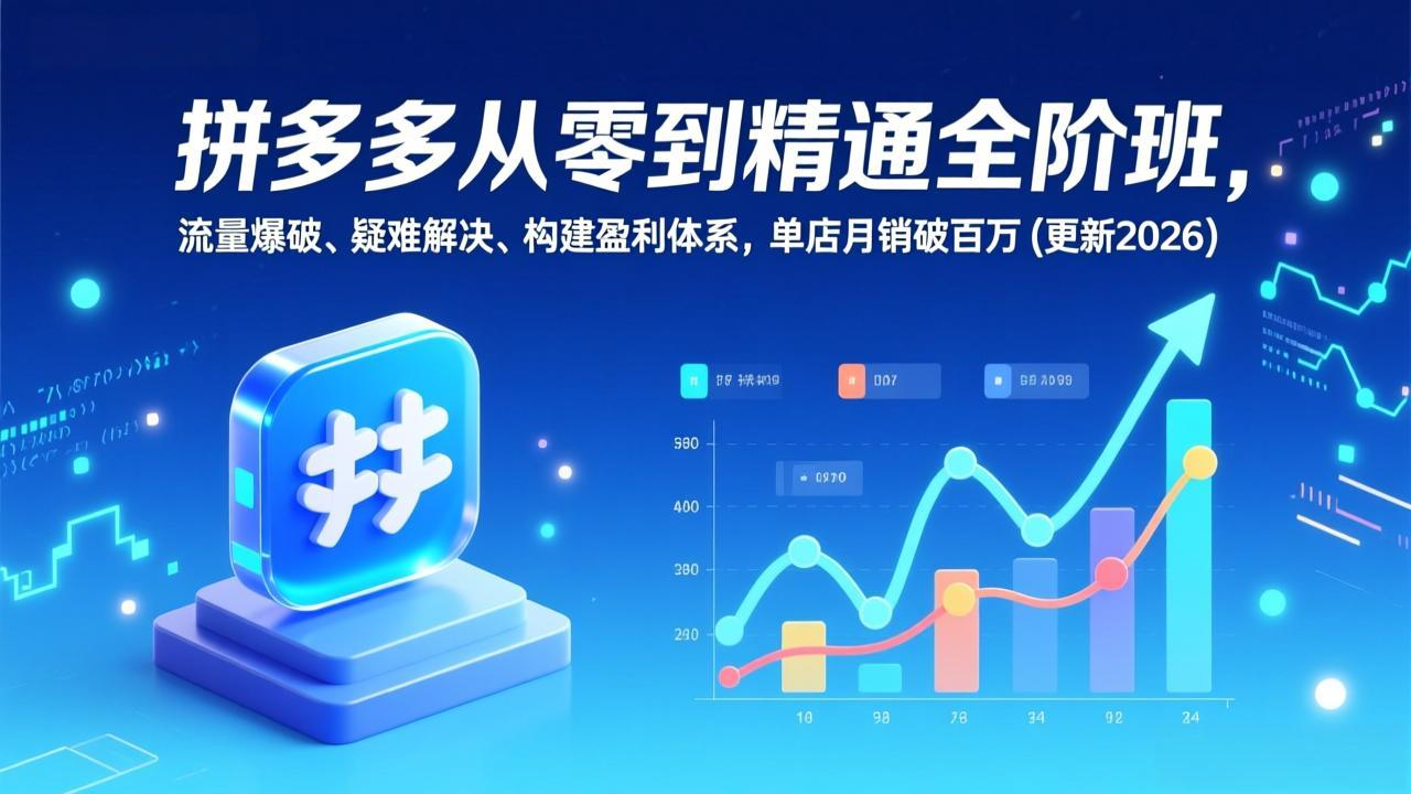 拼多多从零到精通全阶班，流量爆破、疑难解决，构建盈利体系，单店月销破百万(更新2026-智库云网创