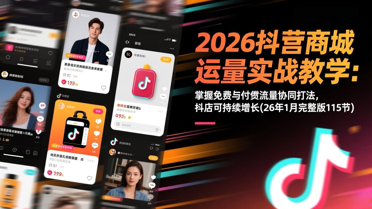 2026抖音商城运营实战教学：掌握免费与付费流量协同打法，抖店可持续增长(26年1月完整版115节-智库云网创