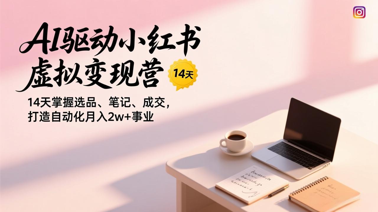 AI驱动小红书虚拟变现营，14天掌握选品、笔记、成交，打造自动化月入2w+事业-智库云网创