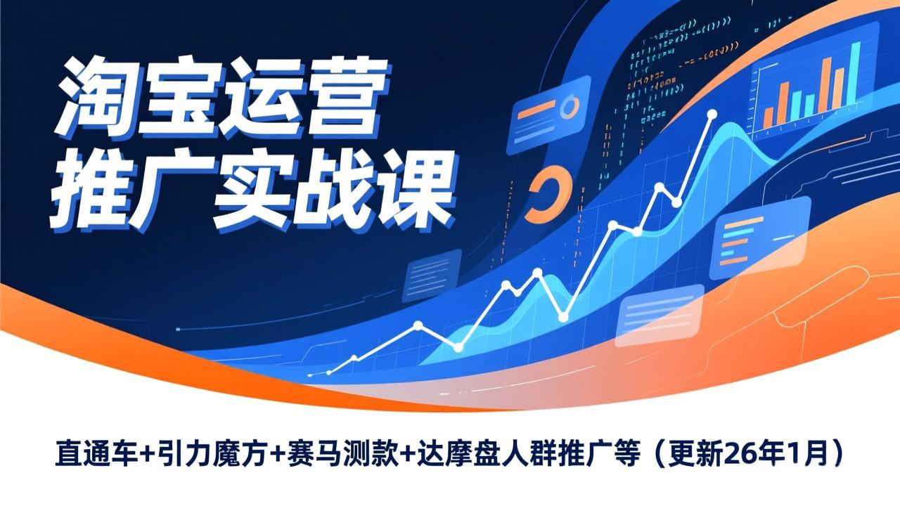 淘宝运营推广实战课，直通车+引力魔方+赛马测款+达摩盘人群推广等(更新26年1月-智库云网创