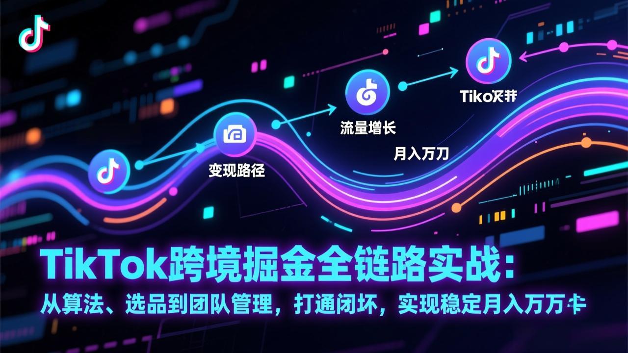 TikTok跨境掘金全链路实战：从算法、选品到团队管理，打通闭环，实现稳定月入万刀-智库云网创