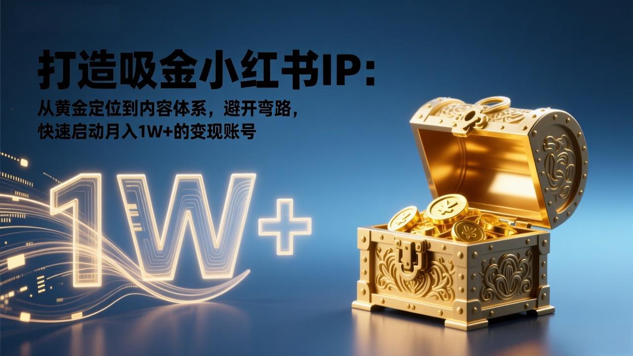 打造吸金小红书IP：从黄金定位到内容体系，避开弯路，快速启动月入1W+的变现账号-智库云网创