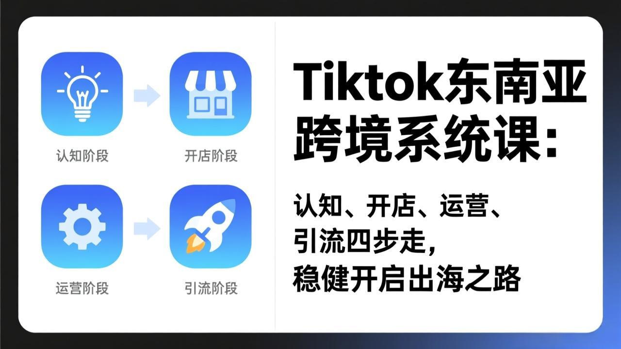 TikTok东南亚跨境系统课：认知、开店、运营、引流四步走，稳健开启出海之路-智库云网创