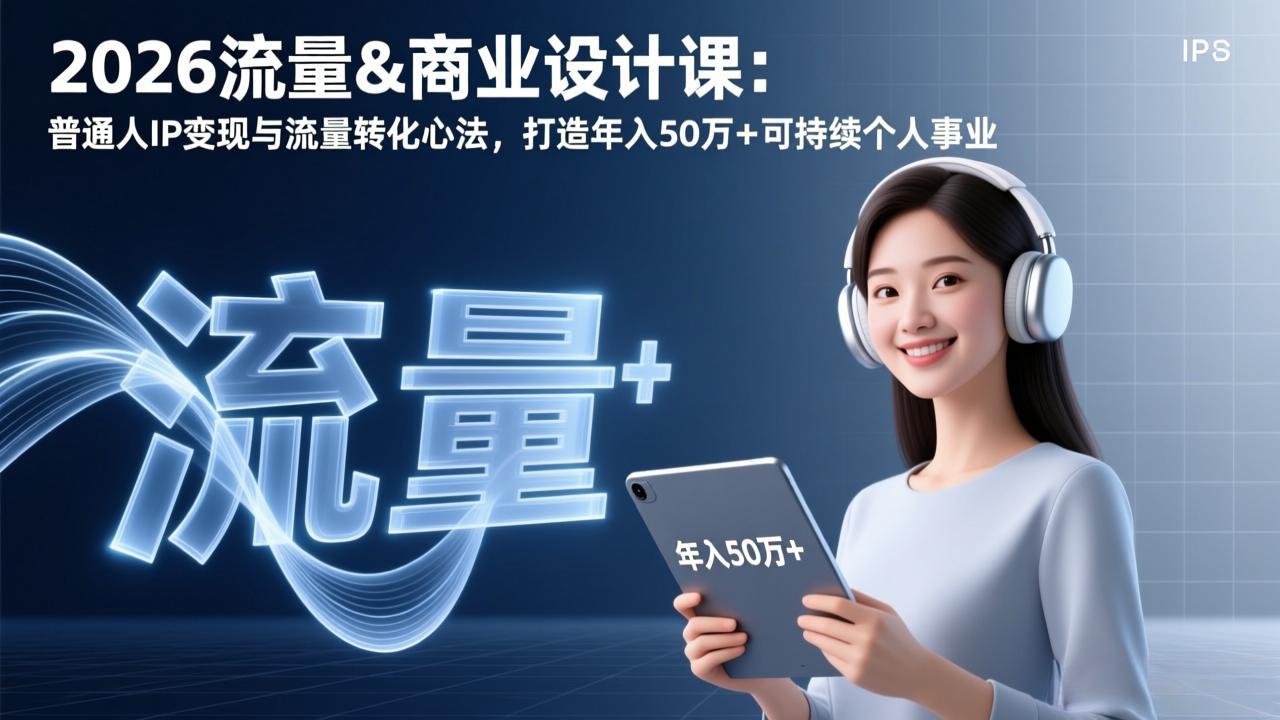 2026流量&商业设计课：普通人IP变现与流量转化心法，打造年入50万+可持续个人事业-智库云网创